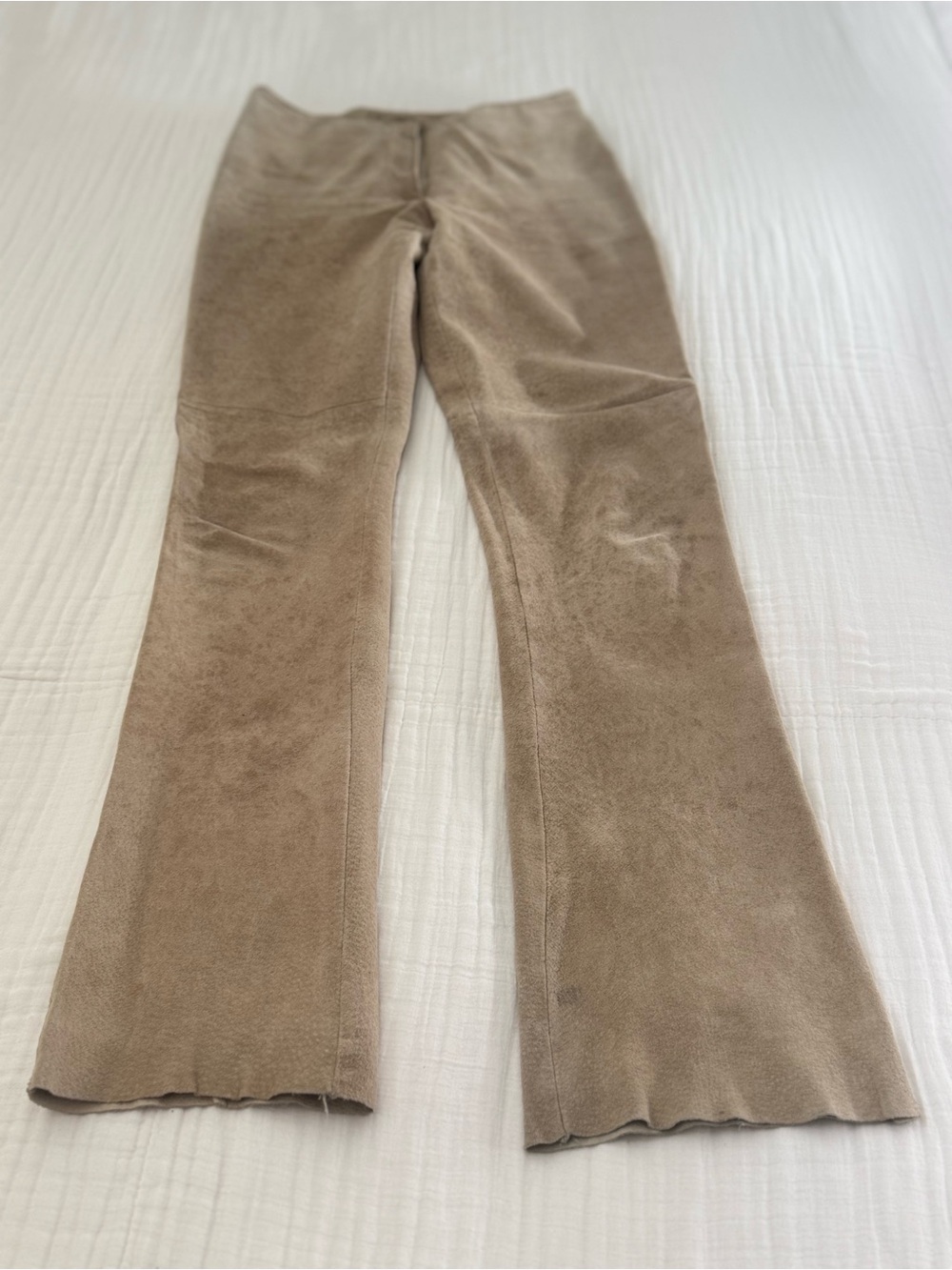 Vintage bebe Beige Suede Leather bootcut Pant with Lining